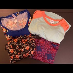 Lot of 4 LuLaRoe Items: 2 Shirts & 2 Skirts